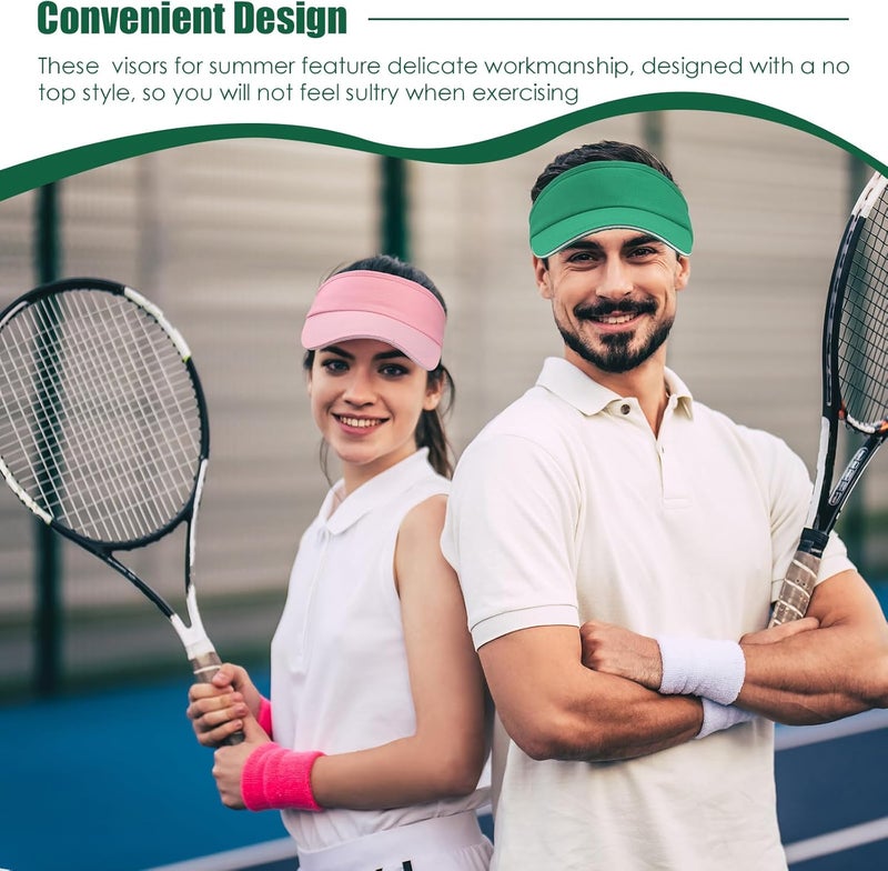 Bonuci 24 Pcs Visor Bulk for Women Sun Hat Visors Hats Sports UV Protection Visor Hat for Men Tennis Baseball Golf Caps Bulk - Image 5